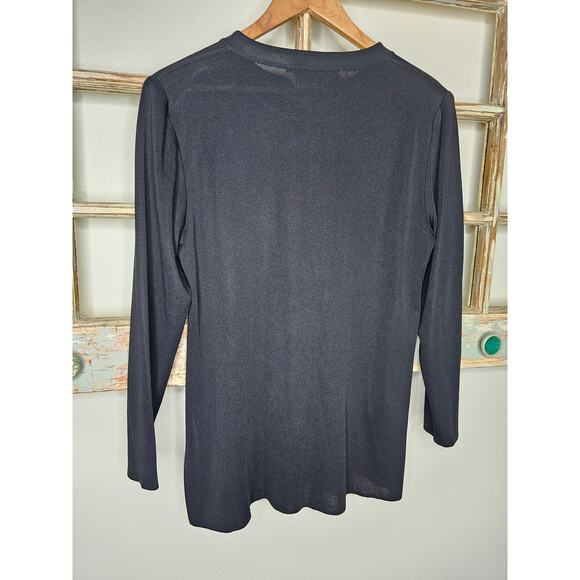Vintage MIsook Long-Sleeve Pullover Black Tunic Side Vents Size Medium - Picture 6 of 9